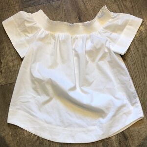 Marled White Smocked Cottage‎ Core Style Top